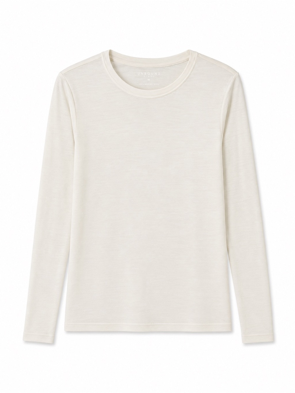Unbound Merino Women’s Long Sleeve Merino Wool Crewneck Shirt Ivory Size M